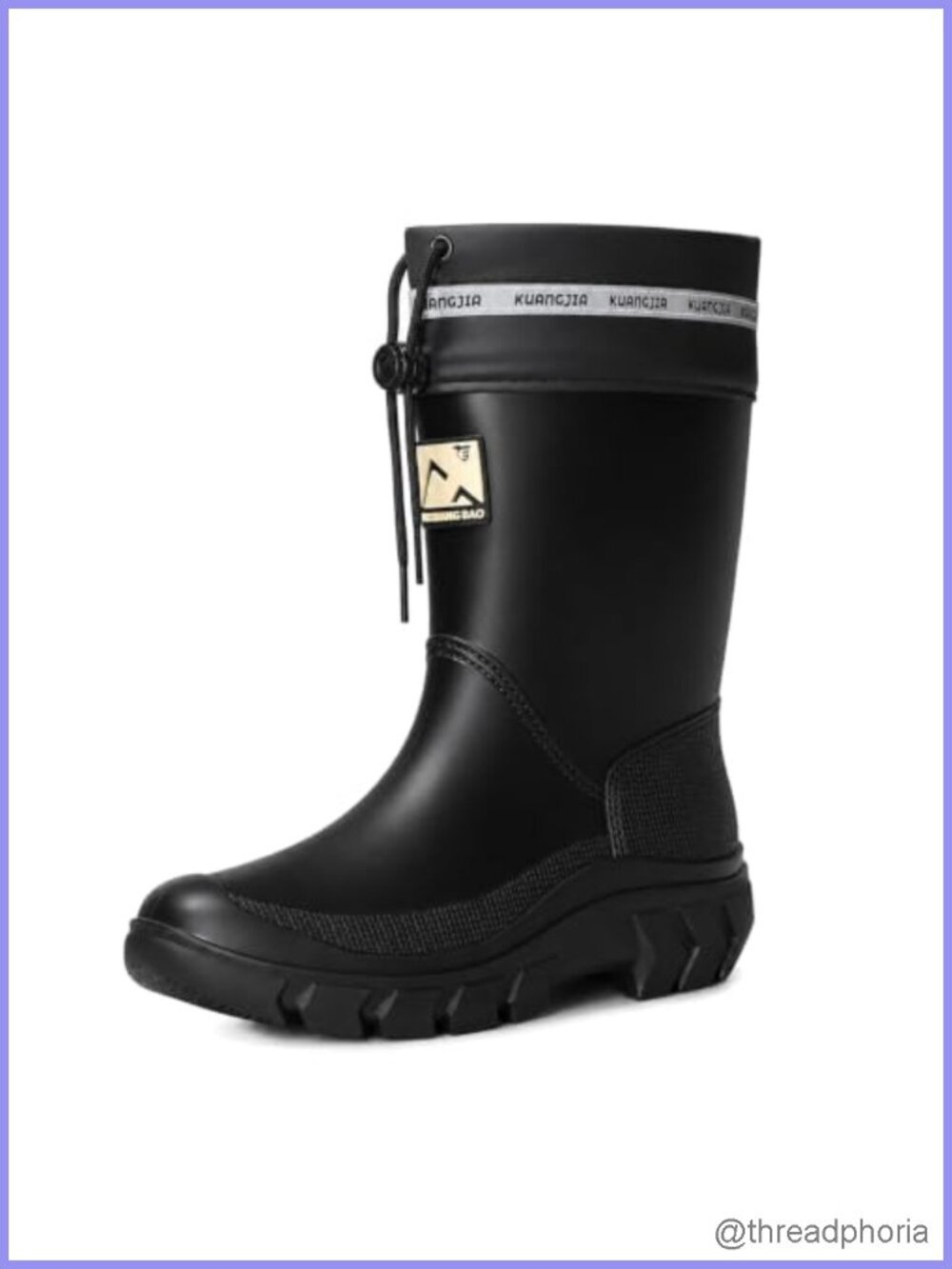 Waterproof Mid Calf Rain Boots Round Toe Anti-Slip Platform Mud Outdoor
